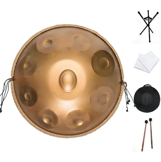 ASTEMAN Handpan Drum in D Minor 9 Notes 440Hz - 22 Inches with Mallet, Stand, Bag & Cloth
