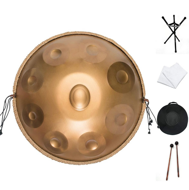 ASTEMAN Handpan Drum in D Minor 9 Notes 440Hz - 22 Inches with Mallet, Stand, Bag & Cloth