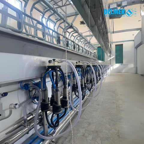 Delmer Rapid Exit Type Parallel Parlour for efficient dairy cattle milking with quick release system and high cow flow design