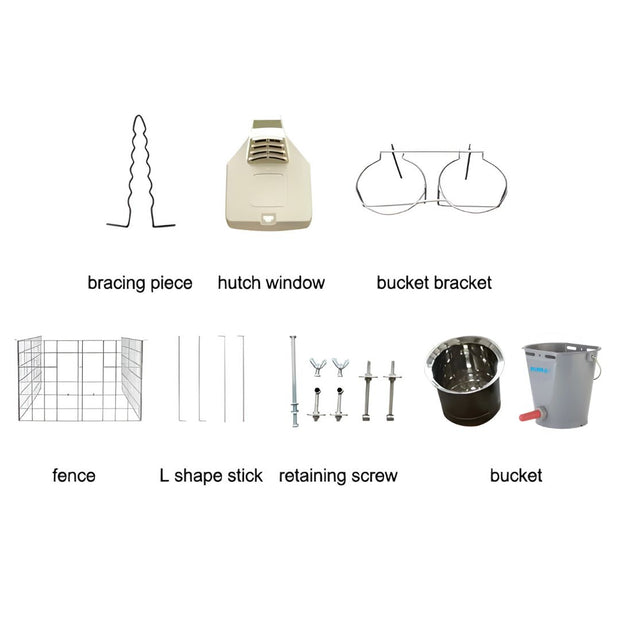 Delmer Calf Hutch System with Feeding Accessories